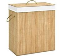 vidaXL Panier à linge 320740 - 2 sections - Bambou - 100 L - Marron G