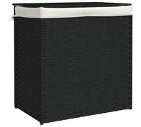 vidaXL Panier à linge avec 2 compartiments noir 53x35x57 cm Poly rotin