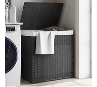 vidaXL Panier à linge à 2 compartiments Gris 53x35x57 cm Poly rotin