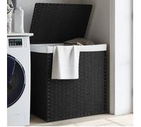 vidaXL Panier à linge avec 2 sections noir 53x35x57 cm résine tressée 372037