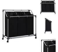 vidaXL Panier à linge avec 3 poches Noir Acier - Paniers à linge
