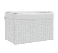 vidaXL Panier à linge avec couvercle blanc 55,5x35x34 cm Poly rotin