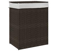 vidaXL Panier à linge avec couvercle poly rotin 46x33x60 cm Marron foncé