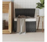 vidaXL Panier à linge avec couvercle gris 55,5x35x34 cm résine tressée 372051