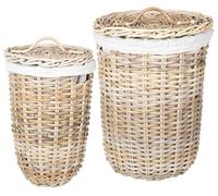 vidaXL Panier à linge avec couvercle, lot de 2, Kubu, gris, rotin Kubu