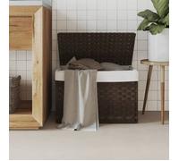 vidaXL Panier à linge 372050 - Résine tressée avec couvercle - Marron foncé