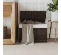 vidaXL Panier à linge 372050 - Résine tressée avec couvercle - Marron foncé