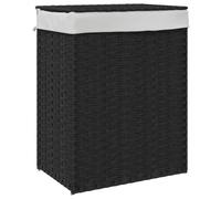 vidaXL Panier à linge avec couvercle Poly rotin Noir 46x33x60 cm