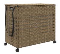 vidaXL Panier à linge avec roulettes 66x35x60 cm rotin