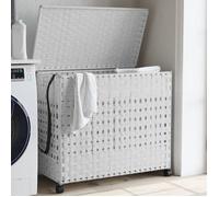 vidaXL Panier à linge avec roulettes 66x35x60 cm rotin blanc