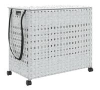 vidaXL Panier à linge avec roulettes 66x35x60 cm rotin blanc