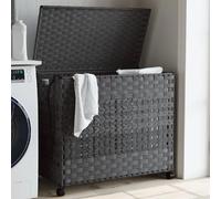vidaXL Panier à linge à roulettes Gris 66x35x60 cm Rotin
