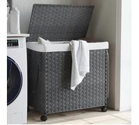 vidaXL Panier à linge à roulettes Gris 60x35x60,5 cm Rotin