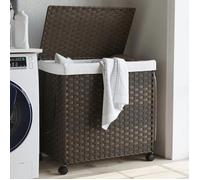 vidaXL Panier à linge à roulettes Rotin 60x35x60,5 cm Marron foncé