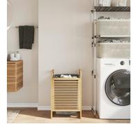 vidaXL Panier à linge avec poche intérieure en gris 32x30x36,5 cm Bambou