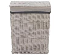 vidaXL Panier à linge blanc en osier