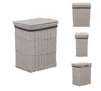 vidaXL Panier à linge blanc en osier - Paniers à linge