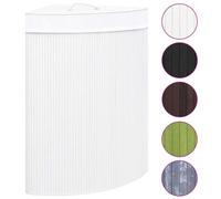 vidaXL Panier à linge d'angle Bambou Blanc 60 L