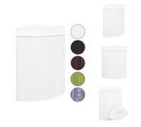 vidaXL Panier à linge d'angle en bambou blanc 60 L - Paniers à linge