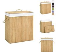 vidaXL Panier à linge en bambou avec 2 compartiments 100 L - Paniers à linge