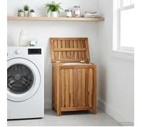 vidaXL Panier à linge en bois massif teck