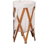 vidaXL Panier à linge pliable Crème/Bois – bois et tissu