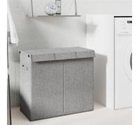 vidaXL Panier à linge pliable Gris 64,5x34,5x59 cm Tissu en faux lin