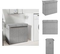 vidaXL Panier à linge pliable Gris 64,5x34,5x59 cm Tissu imitation lin - paniers à linge