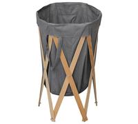 vidaXL Panier à linge pliable Gris Bois et tissu