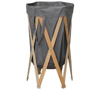 VidaXL Panier à linge pliable - Gris - Bois et tissu