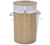 vidaXL Corbeille à linge bambou Rond Naturel Panier de rangement à linge pliable