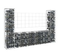 vidaXL Panier de gabion en forme de U avec 2 poteaux fer 140x20x100 cm