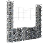 vidaXL Panier de Gabion en Forme de U avec 2 Poteaux Barrière de Jardin Clôture en Mur de Panier Décoration Extérieur Fer 151282