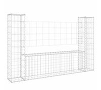 vidaXL Panier de gabion en forme de U avec 2 poteaux Fer 140x20x100 cm