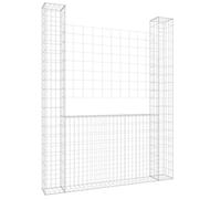 vidaXL Panier de gabion en U pour jardin avec 2 poteaux – Fer – 140x20x200 cm