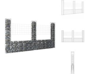 vidaXL Panier de gabion en forme de U avec 3 colonnes en fer 260x20x150 cm - panneaux de clôture