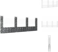 vidaXL Panier de gabion en forme de U avec 4 colonnes en fer 380x20x150 cm - panneaux de clôture