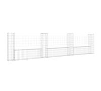 vidaXL Panier de gabion en forme de U avec 4 poteaux Fer 380x20x100 cm