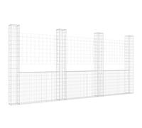 vidaXL Panier de Gabion en Forme de U avec 4 Poteaux Barrière de Jardin Clôture en Mur de Panier Décoration Extérieur Fer 151291
