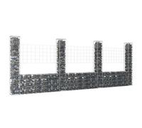 Vidaxl Panier De Gabion En Forme De U Avec 4 Poteaux Fer 380x20x150 Cm