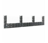 Panier de gabion en forme de U avec 4 poteaux Fer 380x20x100 cm
