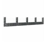 vidaXL Panier de Gabion en Forme de U avec 5 Poteaux Mur de Soutènement Barrière de Jardin Patio Projets de Jardinage Extérieur Fer 500x20x100 cm