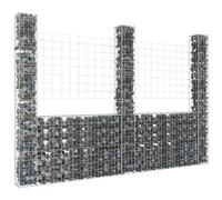 vidaXL Panier de gabion - U avec 3 poteaux - Fer