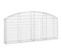 vidaXL Panier de Gabions Arqué Cage à Gabion Mur de Gabion Panier à Pierre Gabion pour Pierre Jardin Patio Extérieur 200x30x80/100 cm Fer Galvanisé