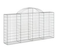 vidaXL Panier de Gabions Arqué Cage à Gabion Mur de Gabion Panier à Pierre Gabion pour Pierre Jardin Patio Extérieur 200x30x100/120 cm Fer Galvanisé