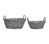 vidaXL Panier de Plante avec stockage 2 pcs Gris Rattan Lacak