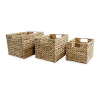 vidaXL Panier de Rangement 3 pcs Boîte de Rangement Panier de Stockage Bac de Rangement Salon Chambre à Coucher Maison Intérieur Jacinthe d'Eau