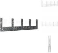 vidaXL Panier gabion en forme de U avec 5 colonnes en fer 500x20x150 cm - Panneaux de clôture