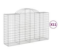 Vidaxl Paniers À Gabions Arqués 11 Pcs 200x50x120/140 Cm Fer Galvanisé