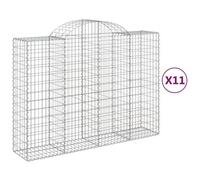 Vidaxl Paniers À Gabions Arqués 11 Pcs 200x50x140/160 Cm Fer Galvanisé